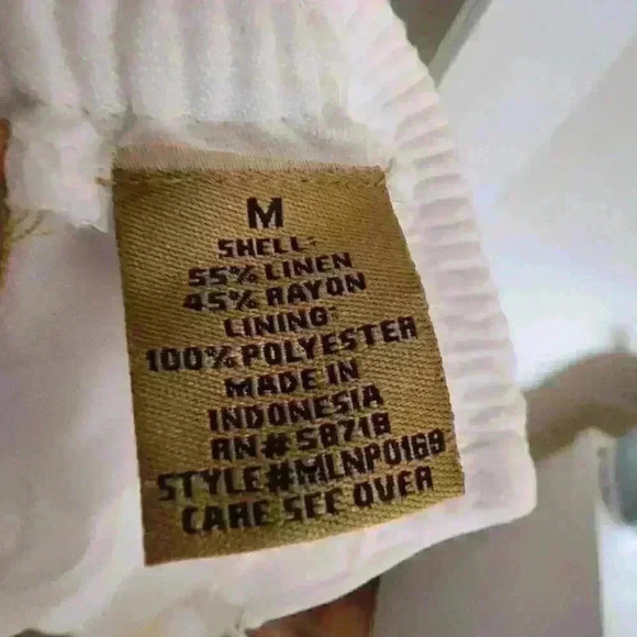 Valerie Stevens White Linen Blend Wide Leg Casual Comfy Cozy Crop Pants Medium - Picture 8 of 8